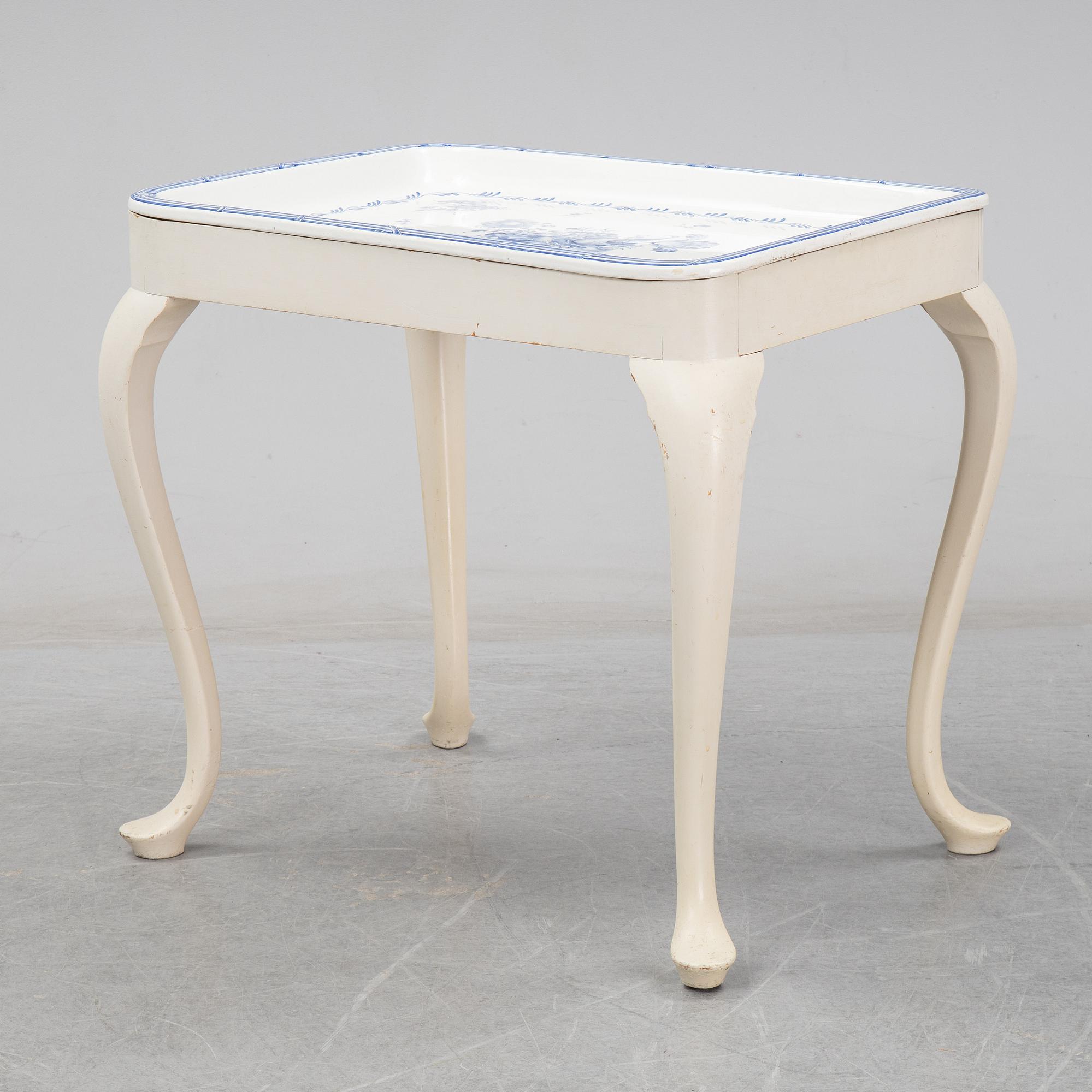 Tea table, a Rococo style table, tray signed and dated a tergo Rörstrand E.L. 1926.