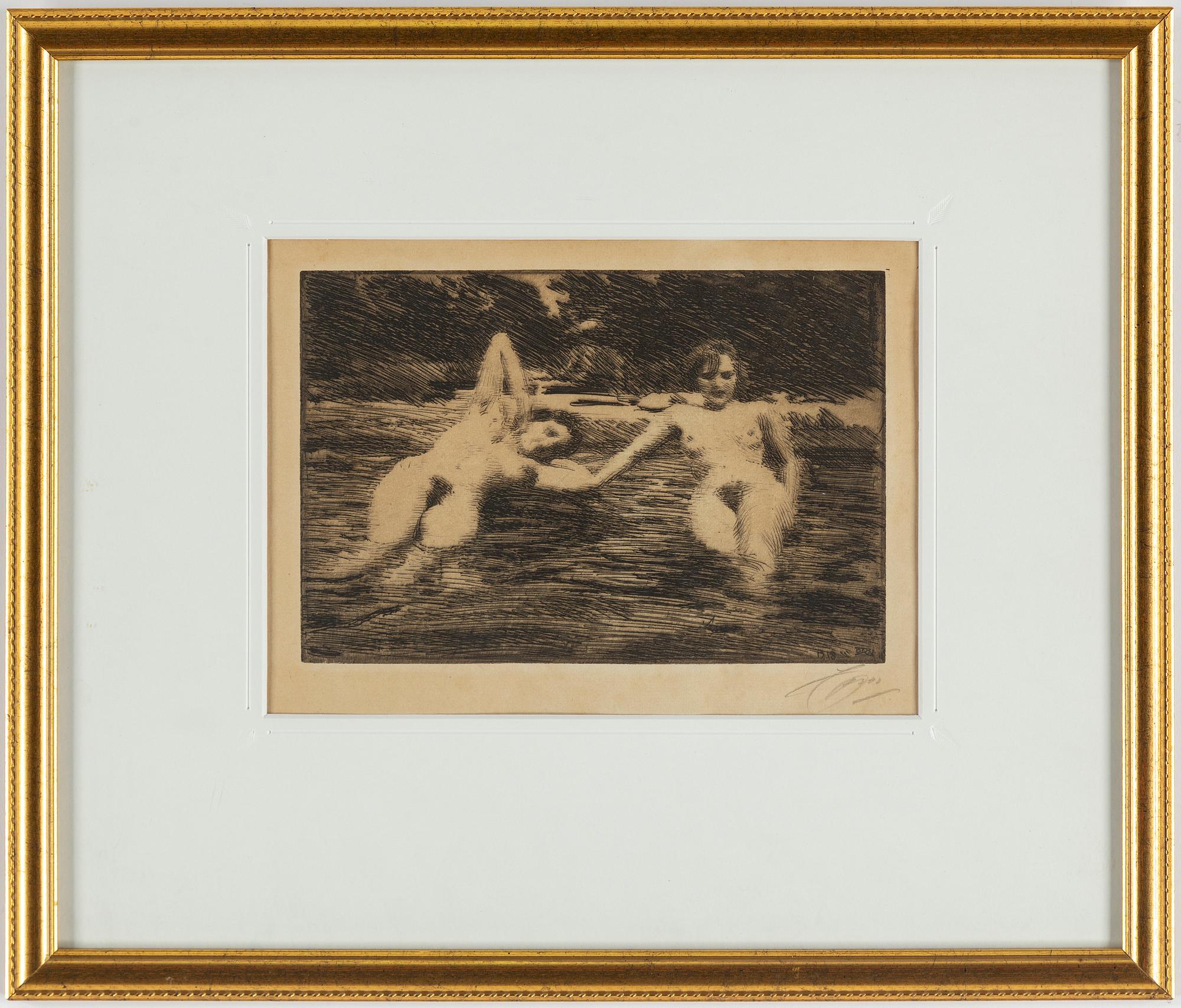 ANDERS ZORN, etching, 1918, signed in pencil.
