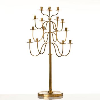 Josef Frank, a brass candelabrum for 16 lights by Svenskt Tenn, Sweden 1940-1950s.