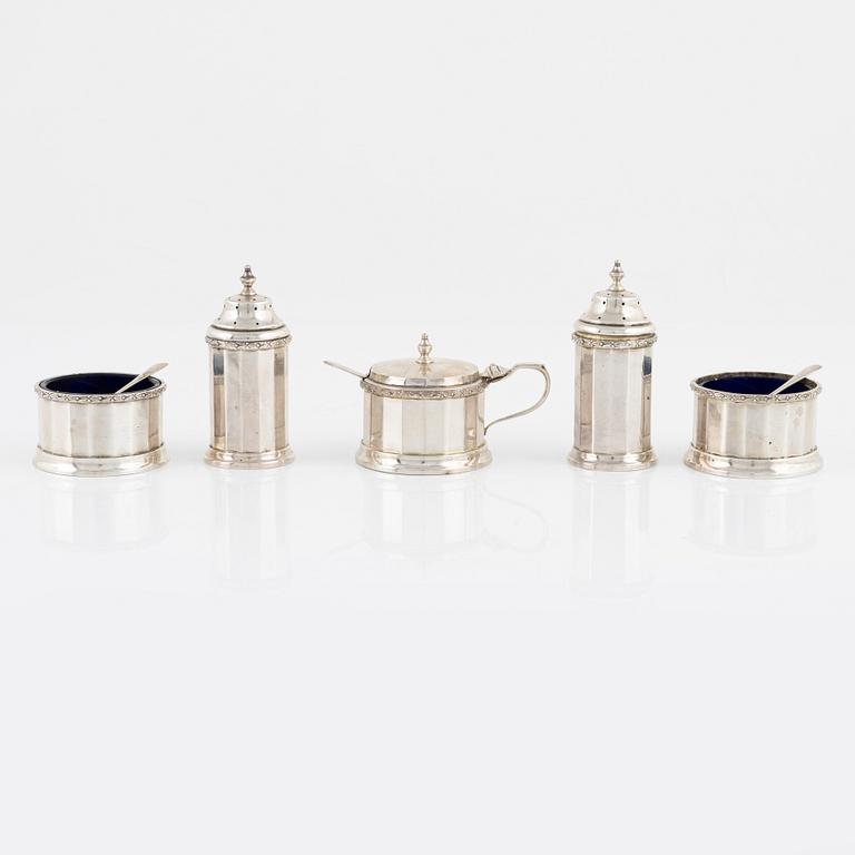 William Neale & Son Ltd, kryddset, 7 delar, silver, Birmingham, England, 1931.