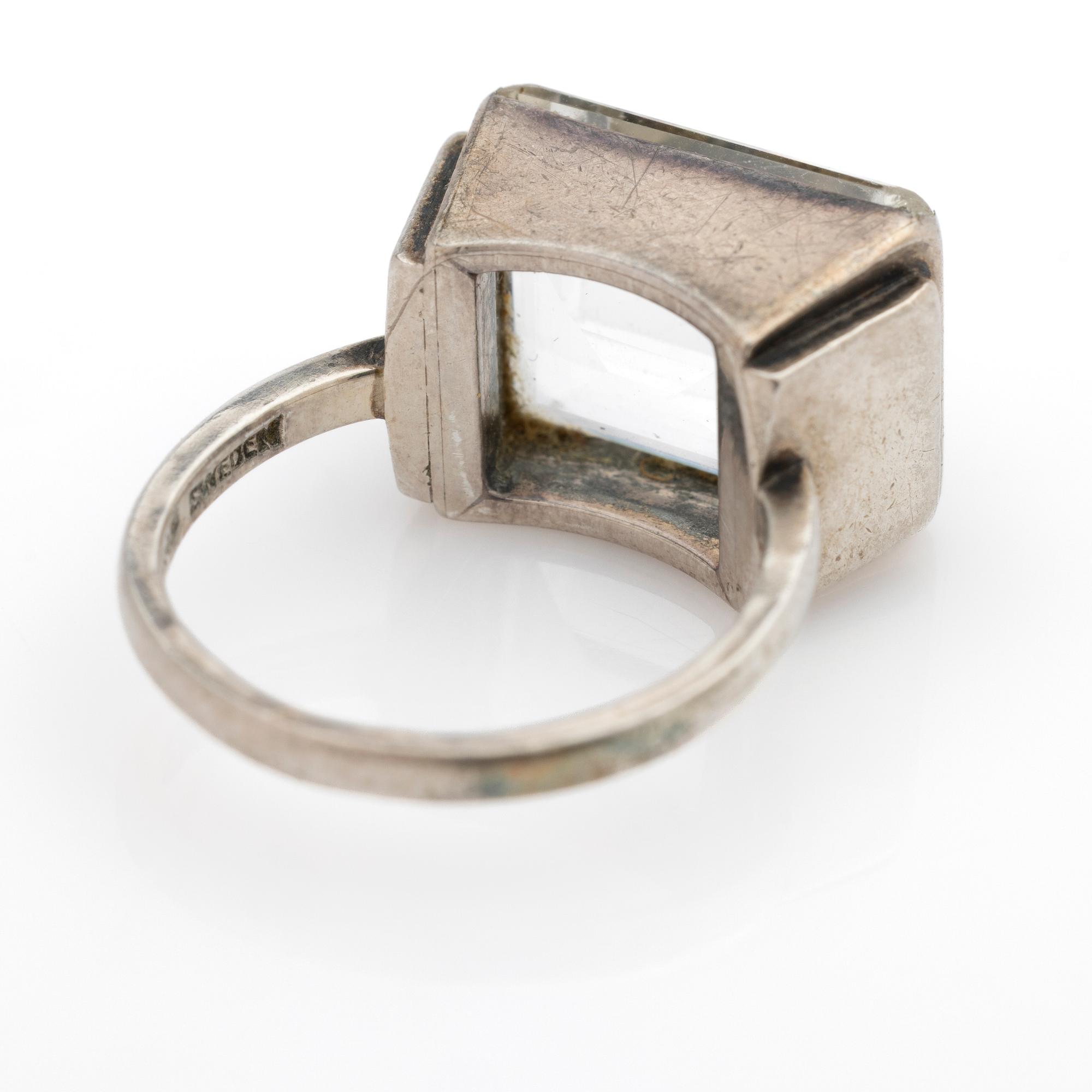 Wiwen Nilsson, Ring, silver with faceted rock crystal, Lund 1947.