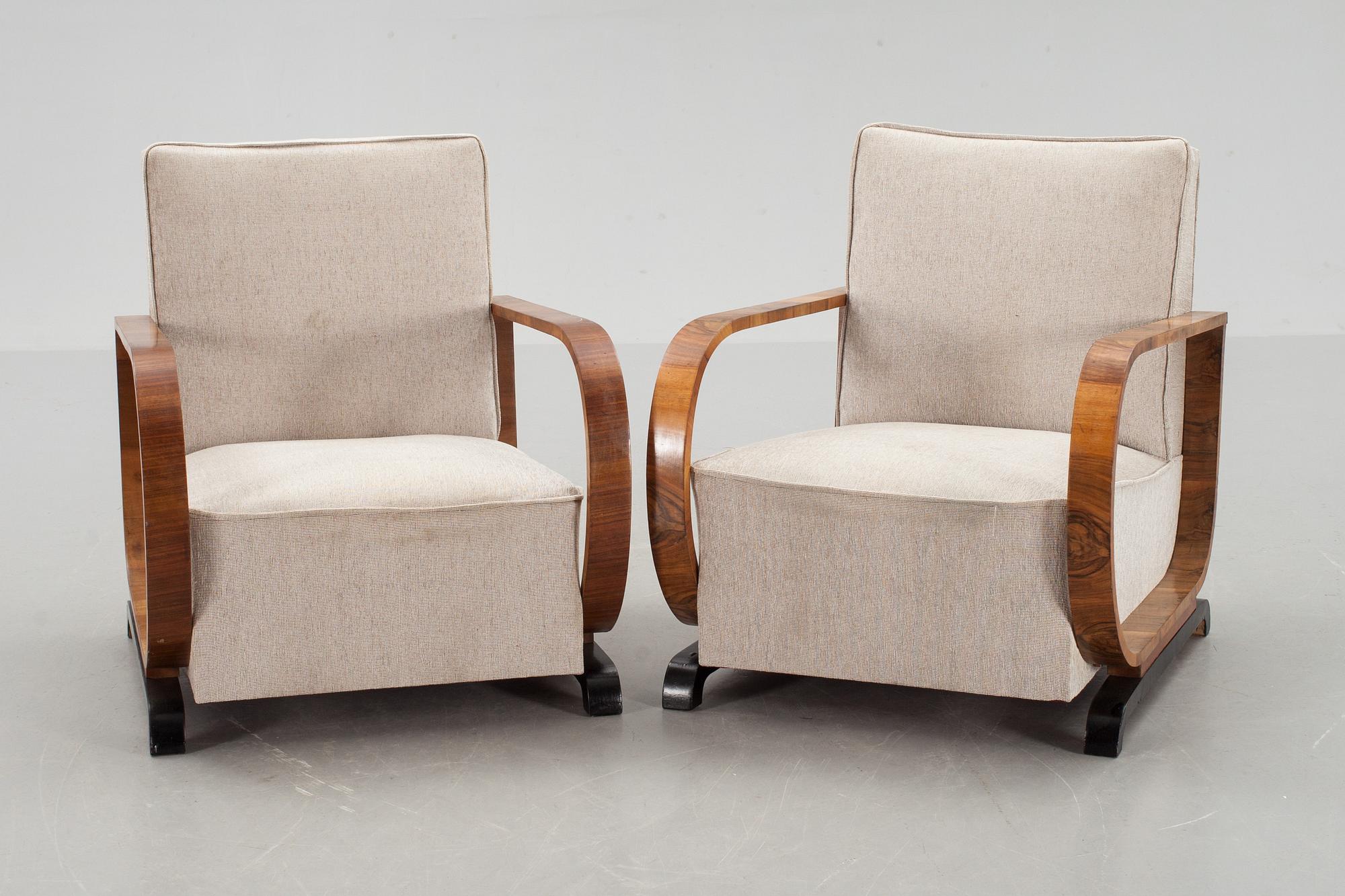 FÅTÖLJER, ett par. Art-deco 1900-tal.