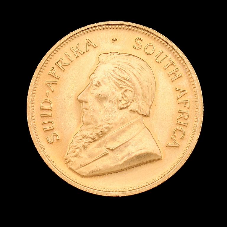 GULDMYNT, finguld, Krugerrand, Sydafrika, 1981. Vikt ca 34 g.