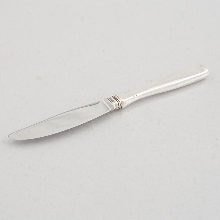 Eric Löfman, six silver table knives model 'Uppsala', KG Markströms, Lidköping 1965-1979.