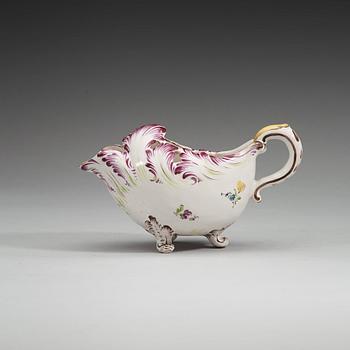 A Swedish sauce boat, Marieberg, dated (17)74.
