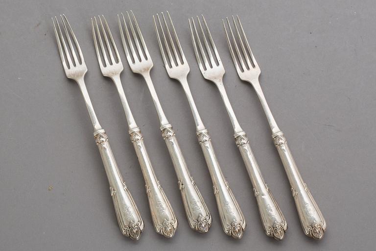 GAFFLAR, 6 st, silver L. Larsson & Co, Göteborg 1887-89. Tot ca 160g.
