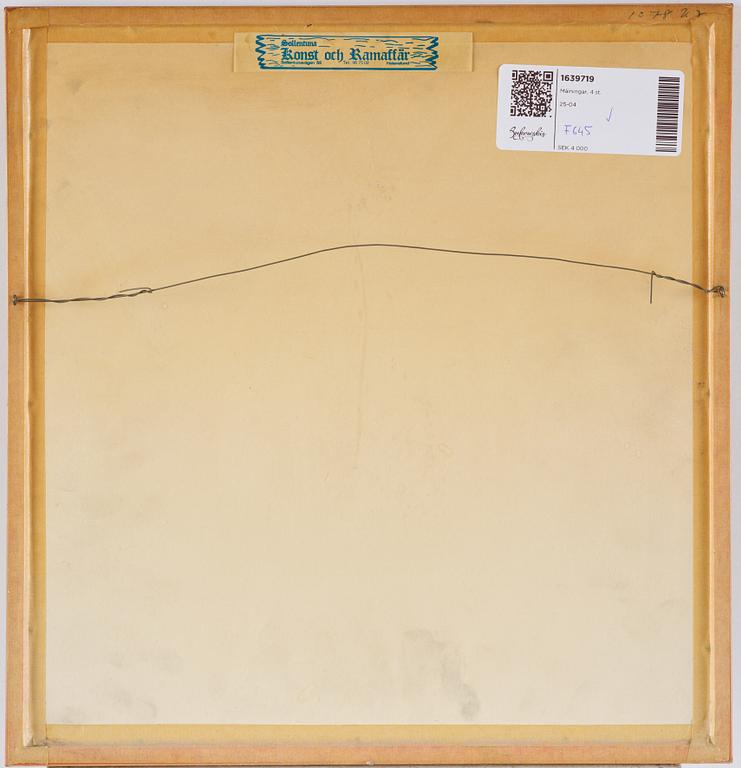 Oidentifierad konstnär, fyra landskap, sen Qingdynasti/ 1900-tal.