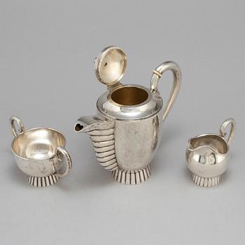 KAFFESERVIS, 4 delar, silver, art deco, importstämplat, 1900-talets första hälft.