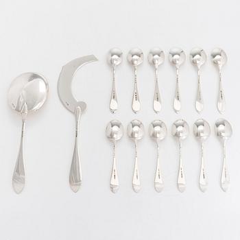 A 14-piece silver ice cream cutlery set in original box, maker's mark of Alexander Ljubavin, Saint Petersburg  1908-17.