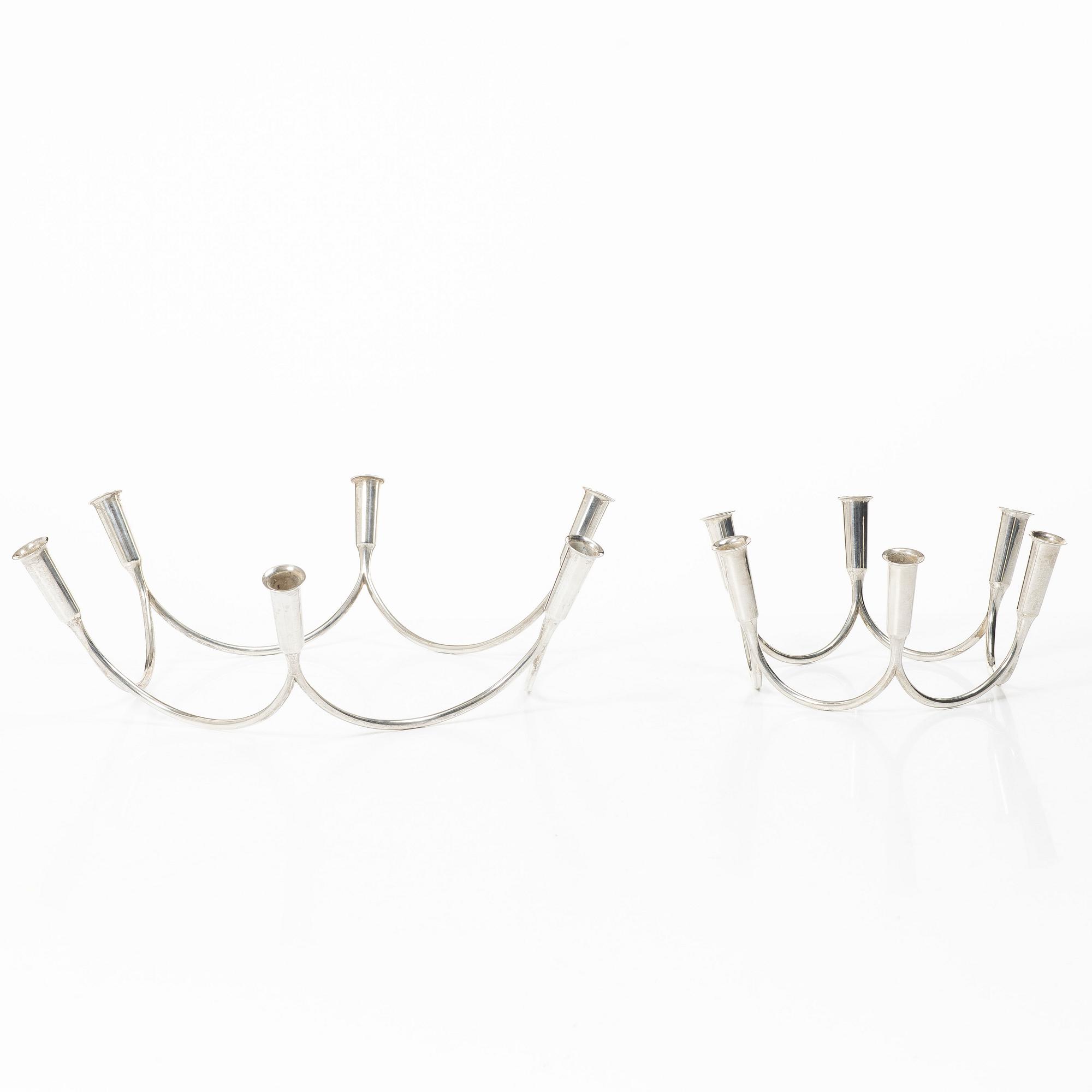 Eigil Jensen, candelabrum, 2 pieces, sterling silver, A Michelsen, Denmark, 1957–58.