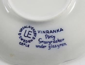 SERVIS, 35 delar, flintgods, "Blå vinranka", Arhtur Percy, Gefle.