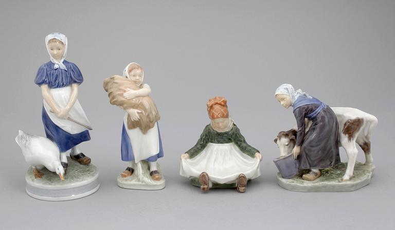FIGURINER, 4 st, porslin, Royal Copenhagen.
