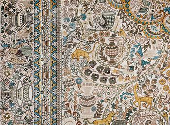 A pictoral orientalisk rug, ca 246 x 156 cm.