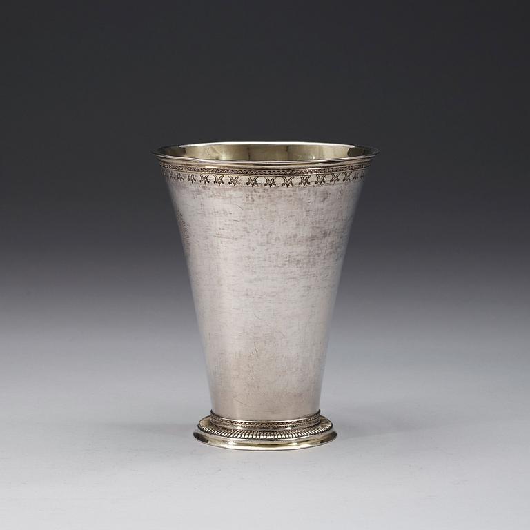 A Swedish 18th century parcel-gilt beaker, marks of Anders Schotte, Uddevalla 1791.