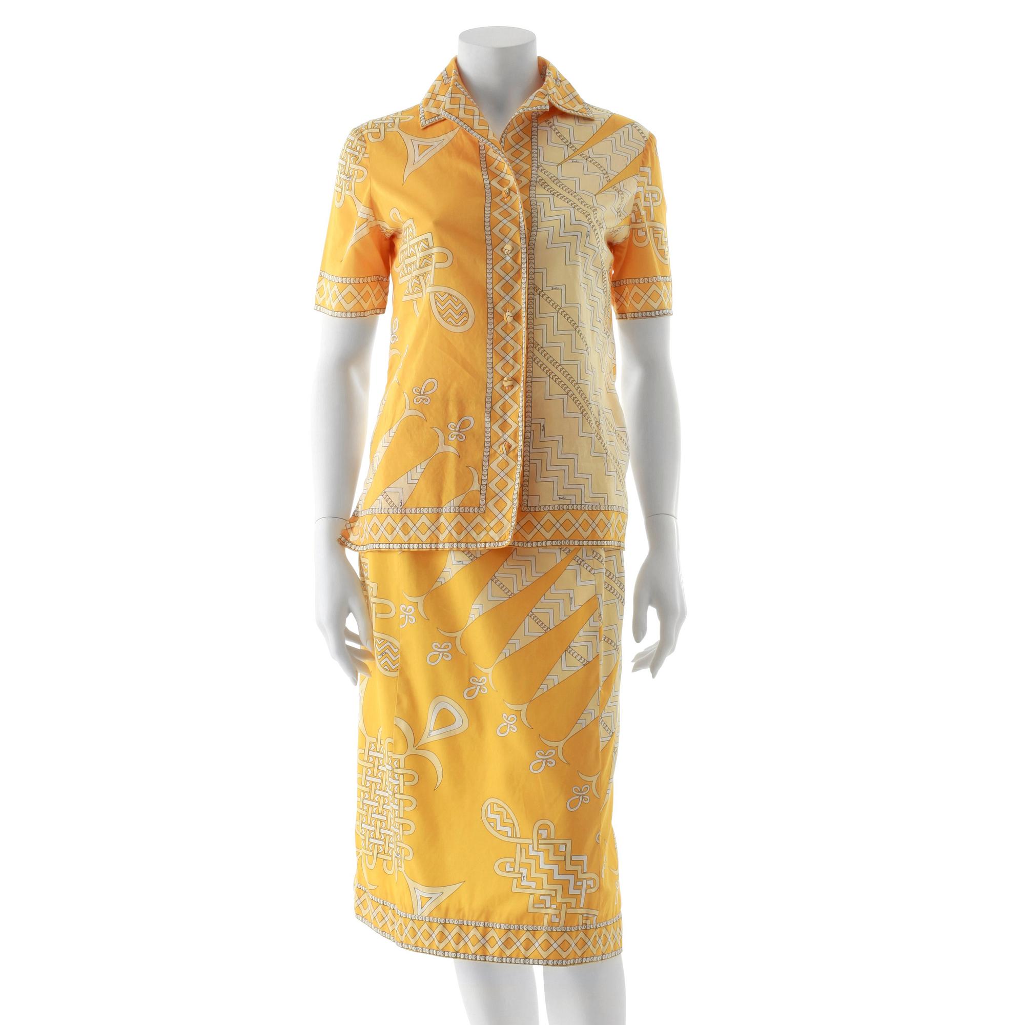 EMILIO PUCCI, a two-piece yellow cotton dress consisting of jacket and skirt.