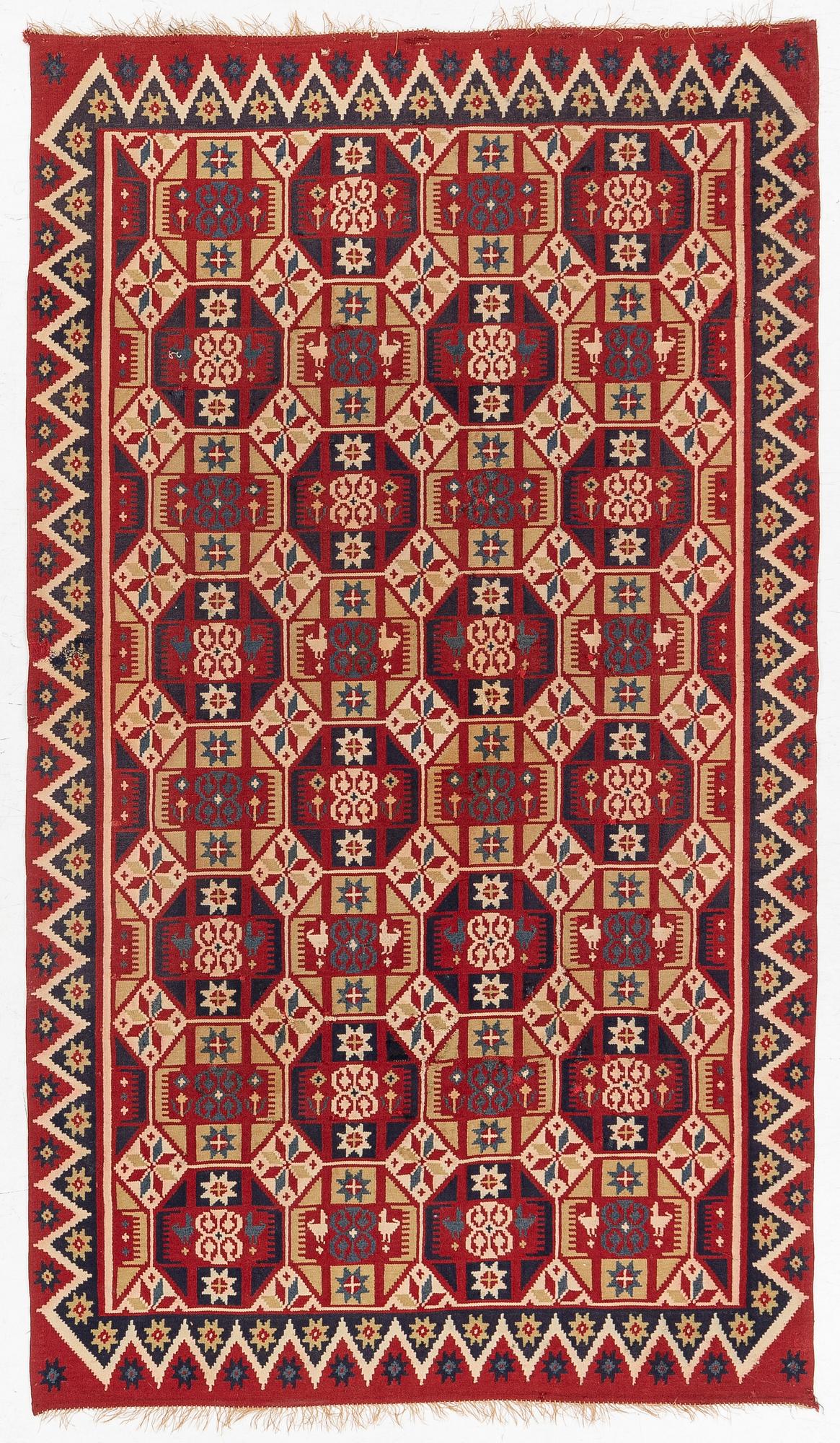 Cover, rya rug, southwestern Skåne, around the year 1900, Approx. 210 x 120 cm.