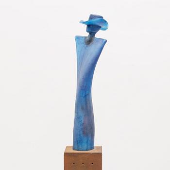 Kjell Engman, unik glasskulptur, "Man in trenchcoat", ur serien "Catwalk", Kosta Boda.