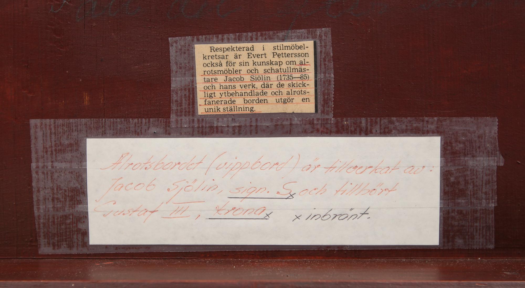 FÄLLBORD, 1700-tal.