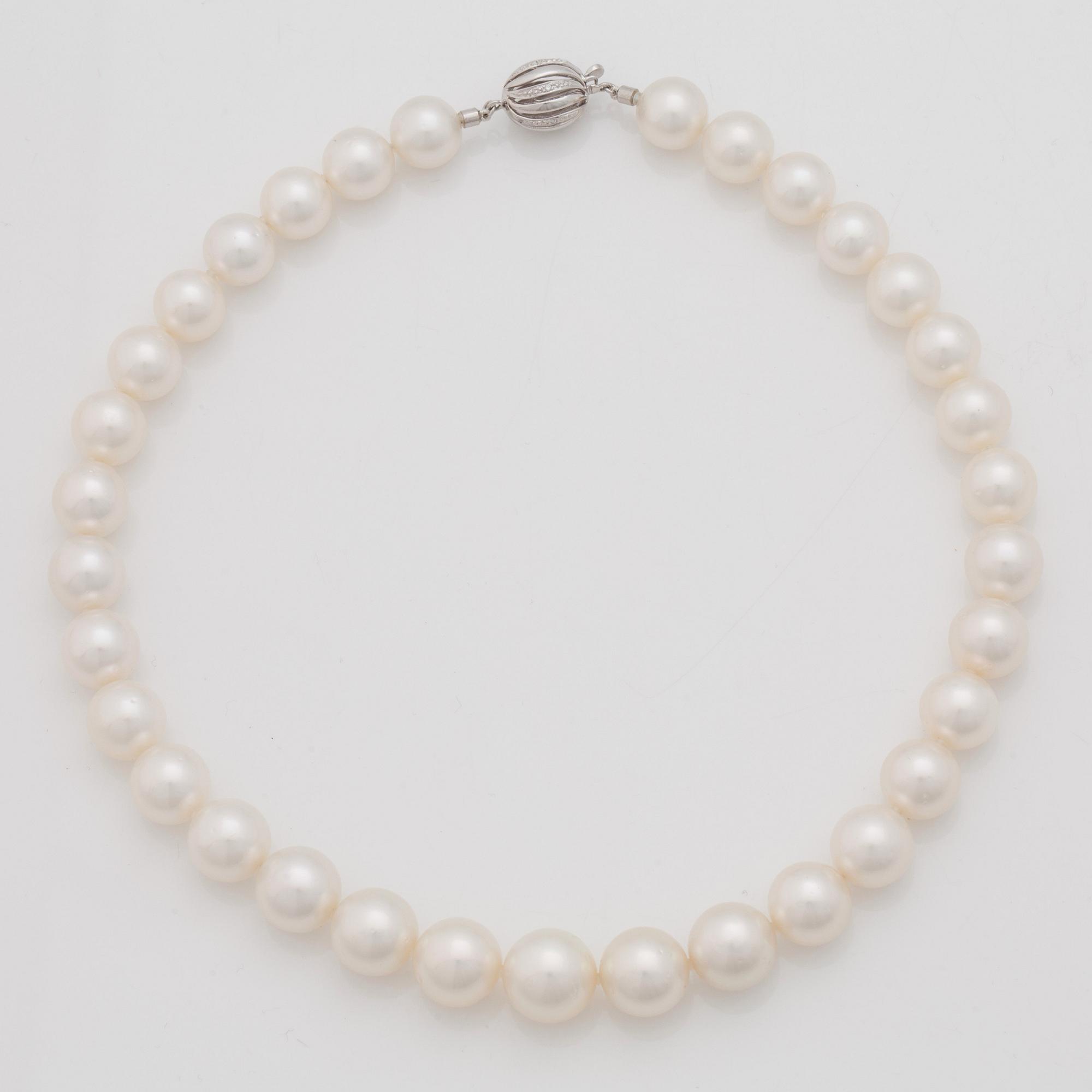 A cultured South Sea pearl necklace.