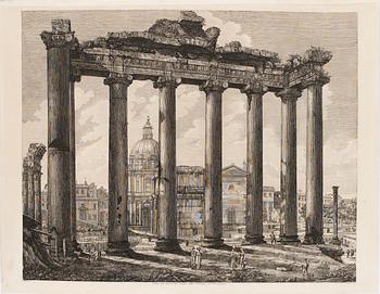 1125. Luigi Rossini, "Veduta dell' Interno del Tempio della Concordia, nel Foro Romano".