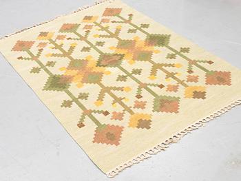 Judith Johansson, a carpet, "Nattfrost", flat weave, ca 200,5 x 139 cm, signed JJ L.