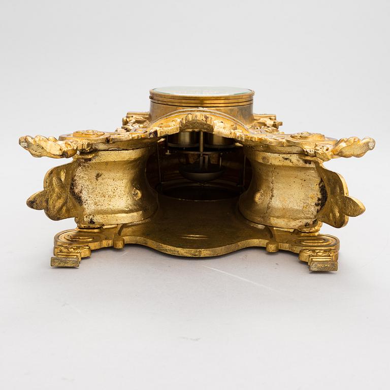 A gilt bronze Mantle Clock, marked H&F Paris, late 19th century.