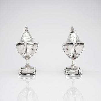 A pair of Gustavian silver sugarbowls, mark of Mikael Nyberg, Stockholm 1791.