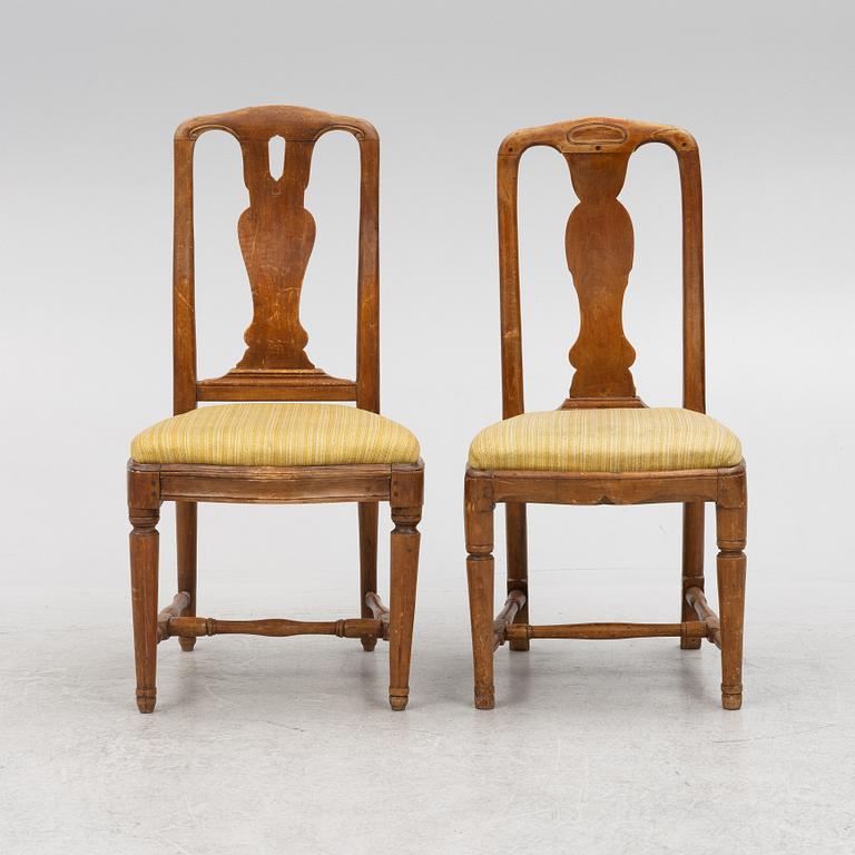 A matched set of eight chairs, 18th century.