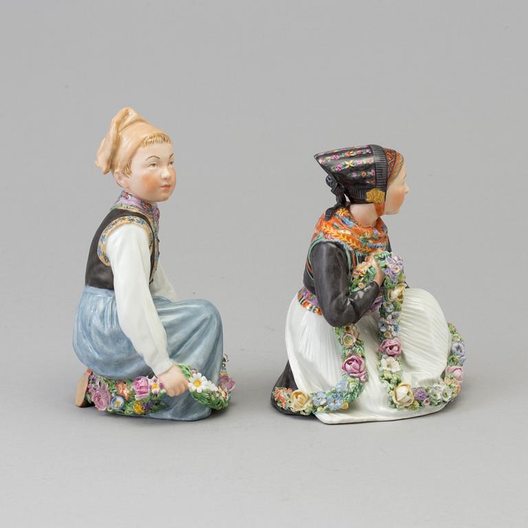 Two Royal Copenhagen porcelain figure, 'Amager', Denmark, 1940s.