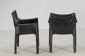 KARMSTOLAR, ett par, "CAB", Mario Bellini, Cassina, märkta.