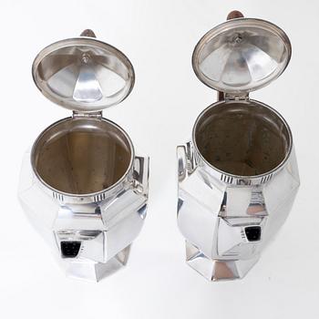 Kaffeservis, 5 delar, nysilver, Christofle Orfèvrerie Gallia, Paris, Frankrike, 1930-tal.