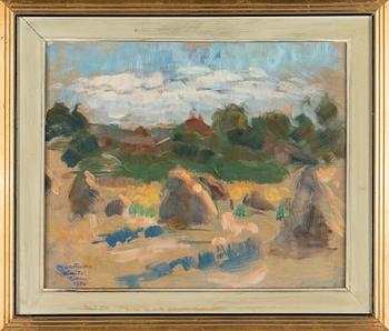 Axel Haartman, oil on board, signed and dated Kimito Rönnudd 1950.