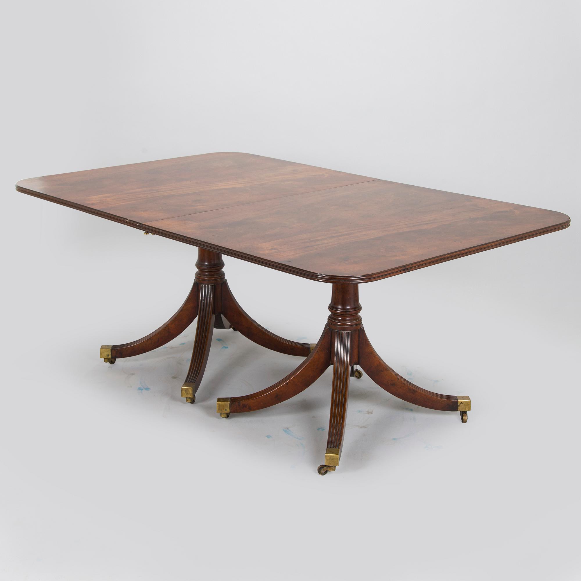 Matbord och stolar, 8 st, mahogny, regency-stil, 1900-talets slut.