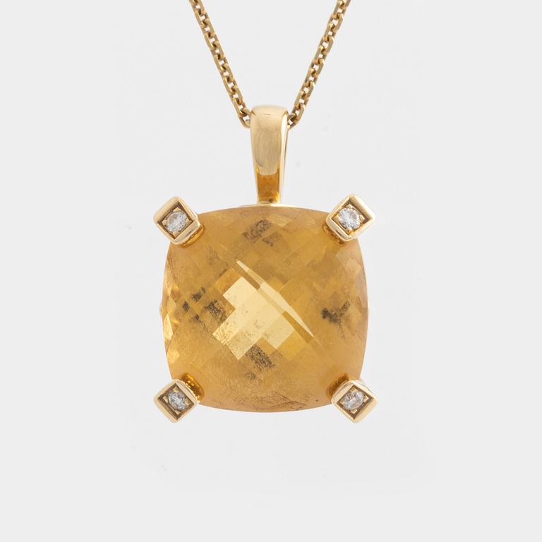 Chimento, pendant with chain, gold with citrine and brilliant-cut diamonds.