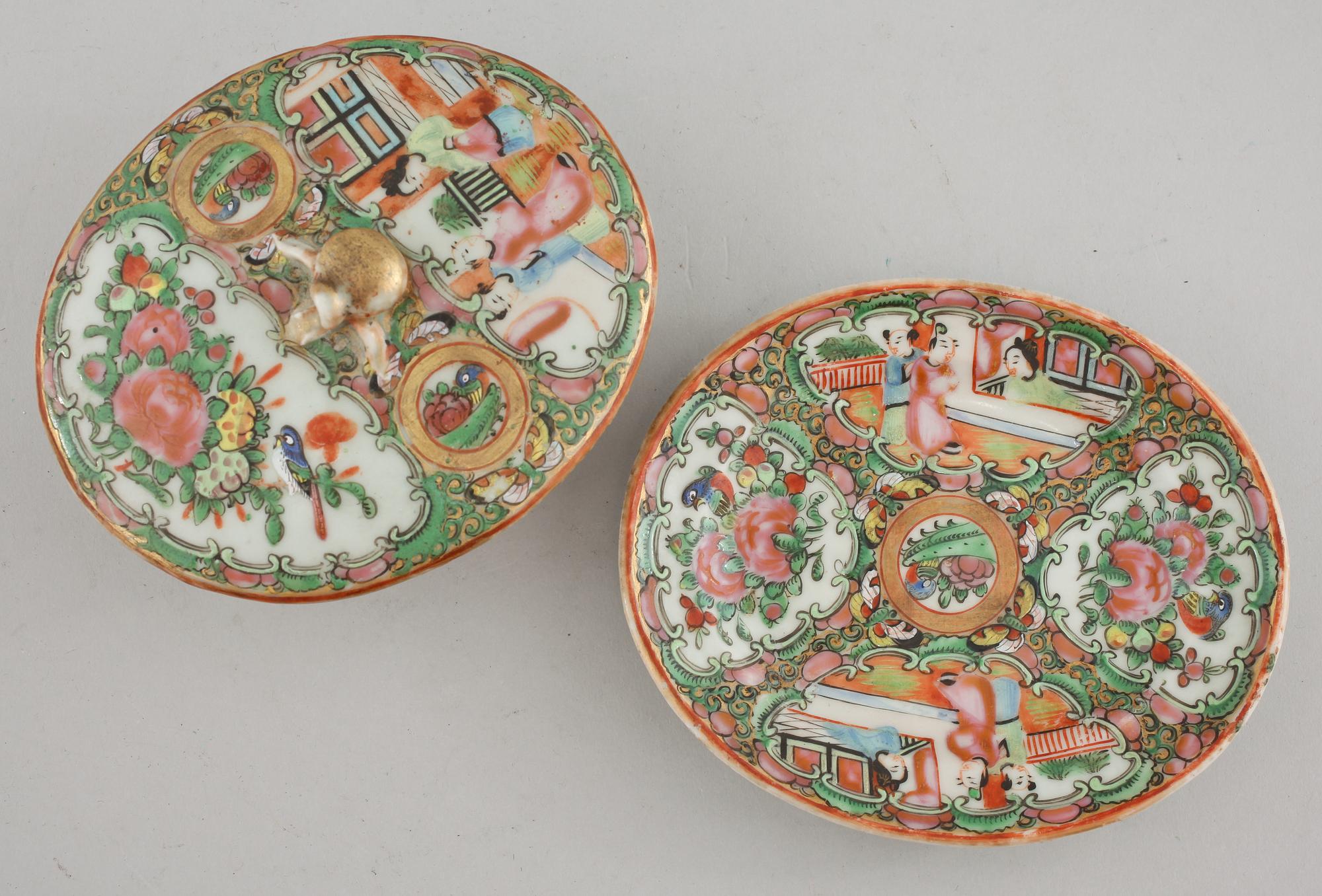 PARTI PORSLIN, 4 delar, Kanton, Kina, 1800-talets andra hälft.