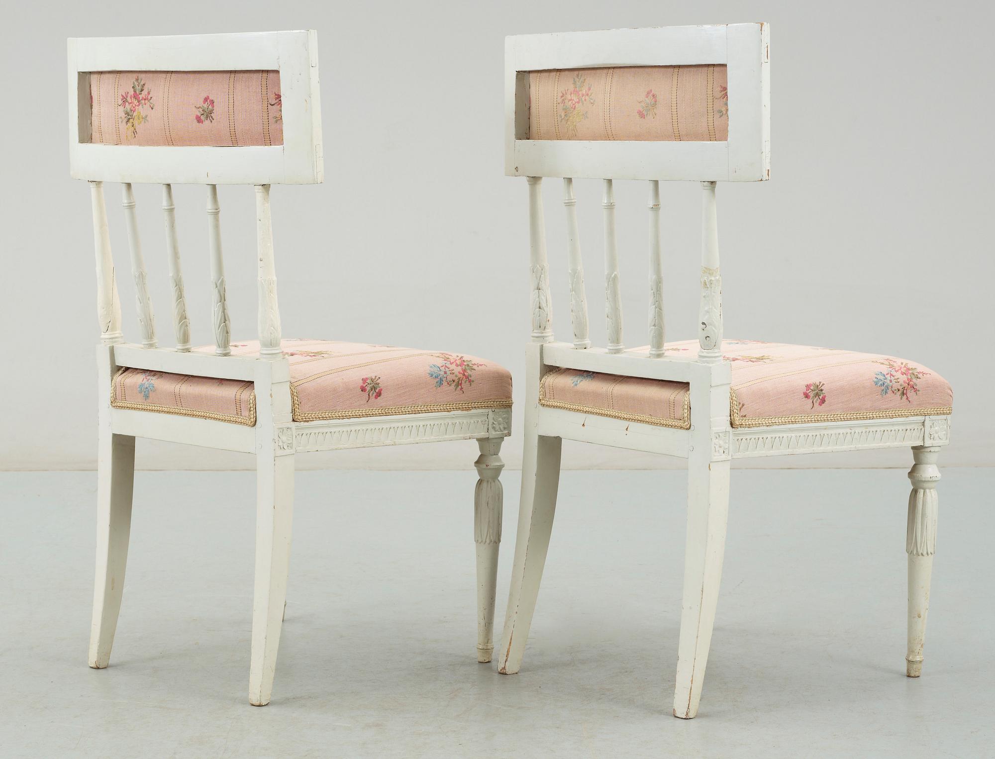 Stolar, 2 st, sengustavianska, 1800-talets mitt.