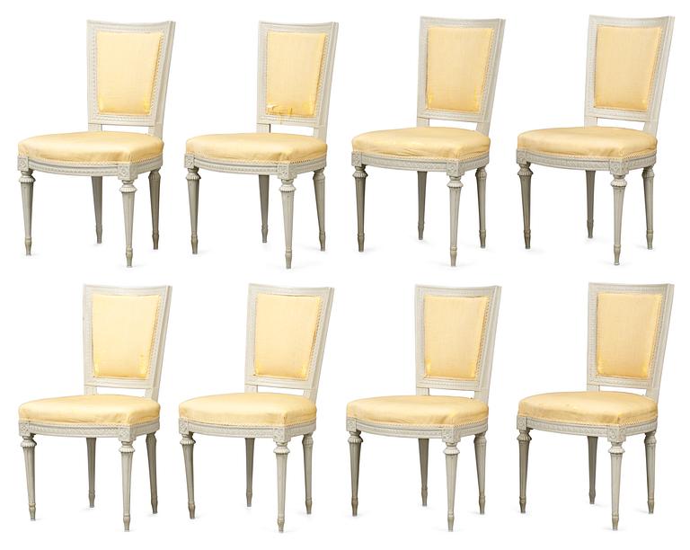 Eight very similar Gustavian chairs by J. Lindgren.