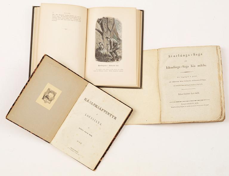 PARTI SAGOBÖCKER, 14 vol, bla "Konunga-Sögur" av Snorre Sturlasson, Stockholm 1816-29.