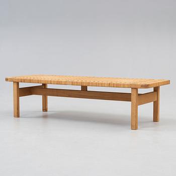 A Børge Mogensen oak and rattan bench, Fredericia Stolefabrik, Denmark, 1950-60's.