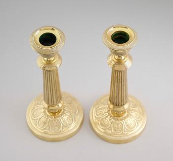 LJUSSTAKAR, 1 par, mässing, 1800-tal.
