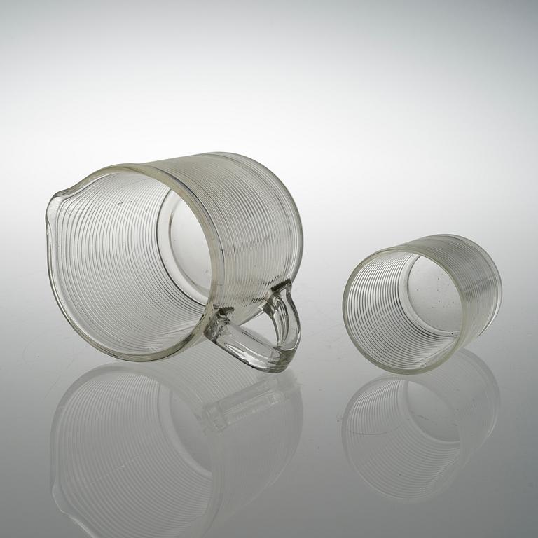 AINO AALTO, A PITCHER AND TWO GLASSES. Model 4059, Karhula 1937-1938.
