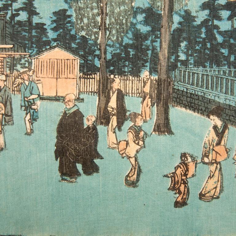 Ando Utagawa Hiroshige, "Inside the Shiba Shinmei Shrine".