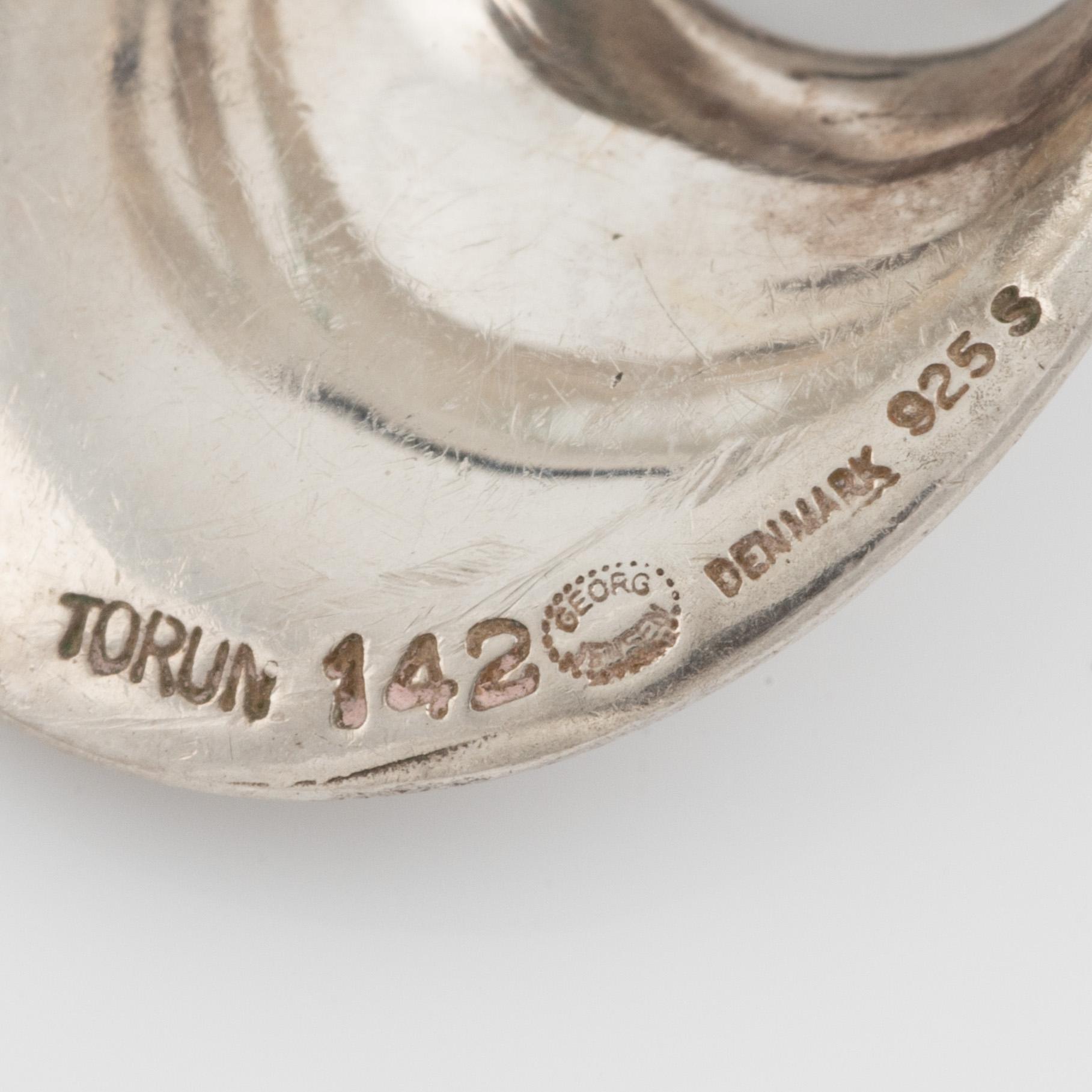 Vivianna Torun Bülow-Hübe,  silver "Möbius",earrings and brooch, Georg Jensen.