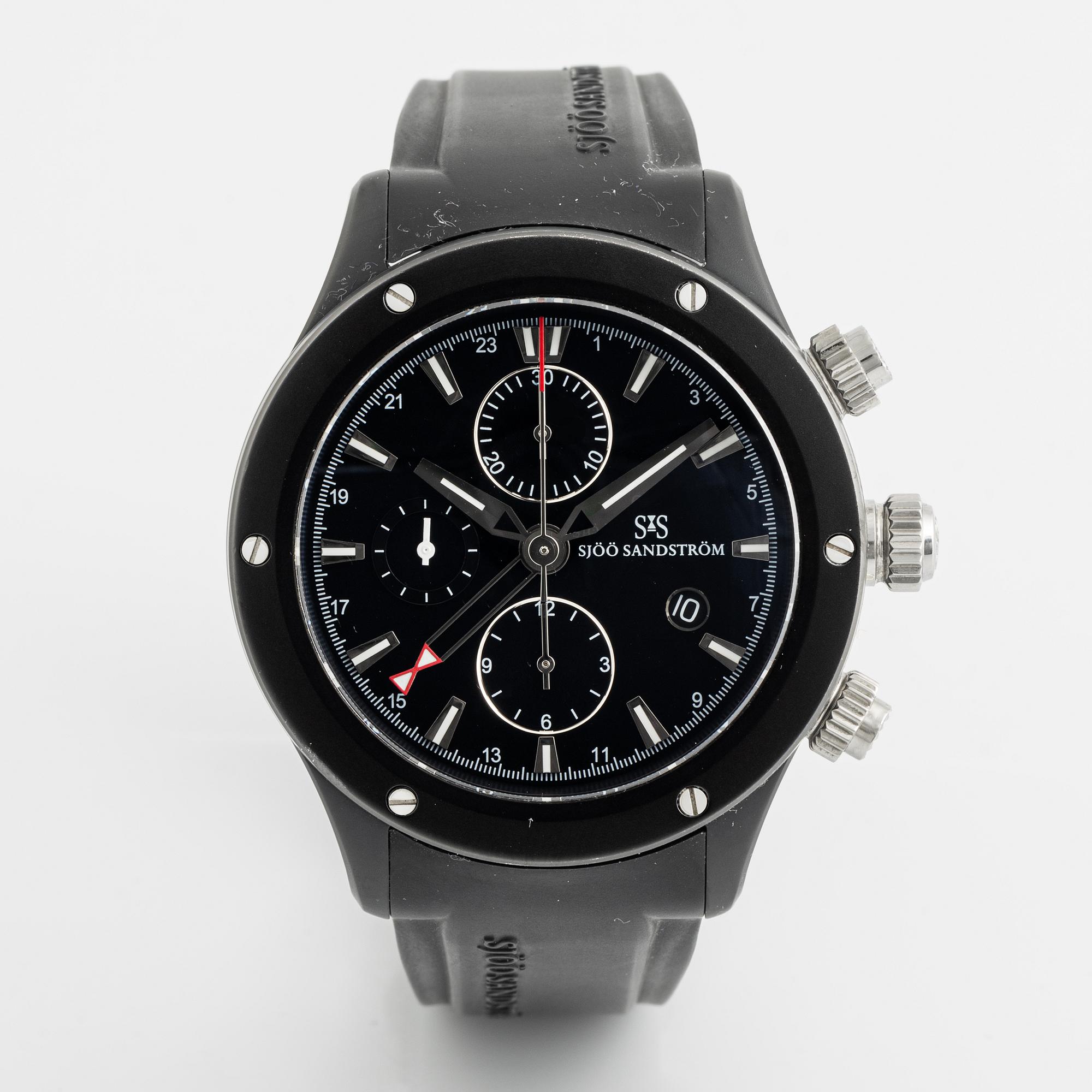 Sjöö Sandström, UTC Extreme Black II, chronograph, wristwatch, 44,5 mm.