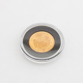 Guldmynt Sverige, Oscar II 10 kr, 1894, felpräglat.