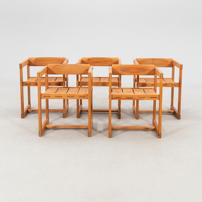 Edvin Helseth karmstolar 5 st  modellnr 313 ur Trybo-serien, Trybo och Strange Bruk Norge 1900-talets andra hälft.