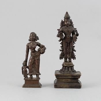 Two copper alloy figures of dities, India, 20th Century.