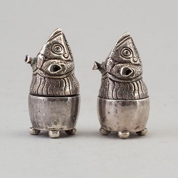 A PAIR OF SILVER CASTERS by Frederick Brasted, London 1876.