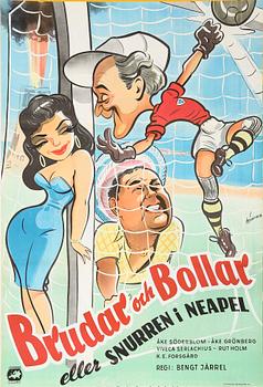 FILMAFFISCH, litografiskt tryck, "Brudar och Bollar".