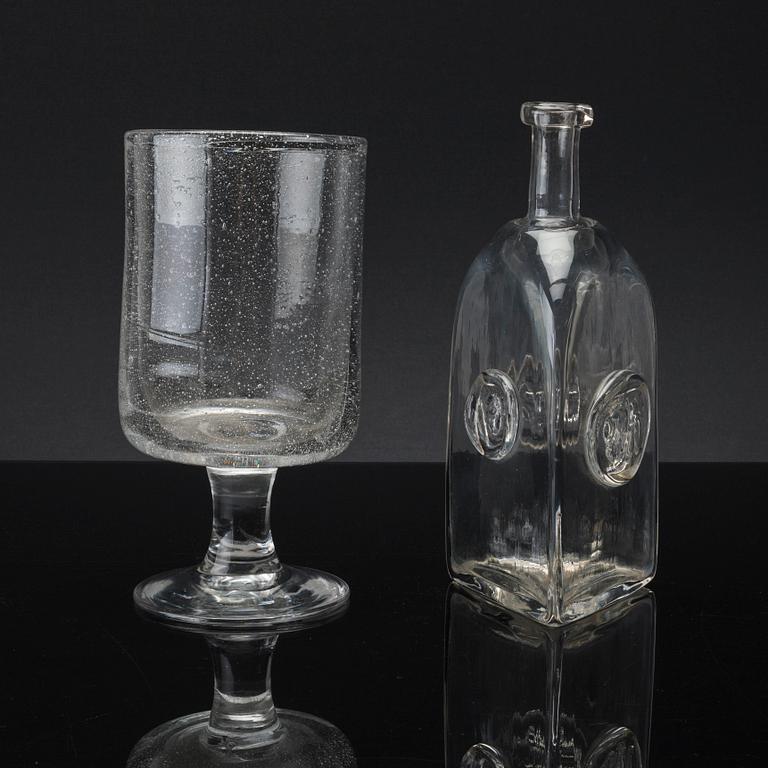 ERIK HÖGLUND, a glass bottle and vase, Boda.